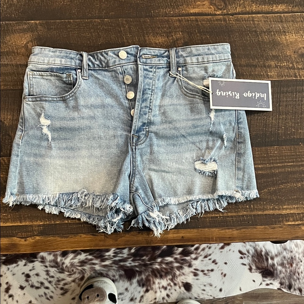 Vintage Blue Distressed Jean Shorts